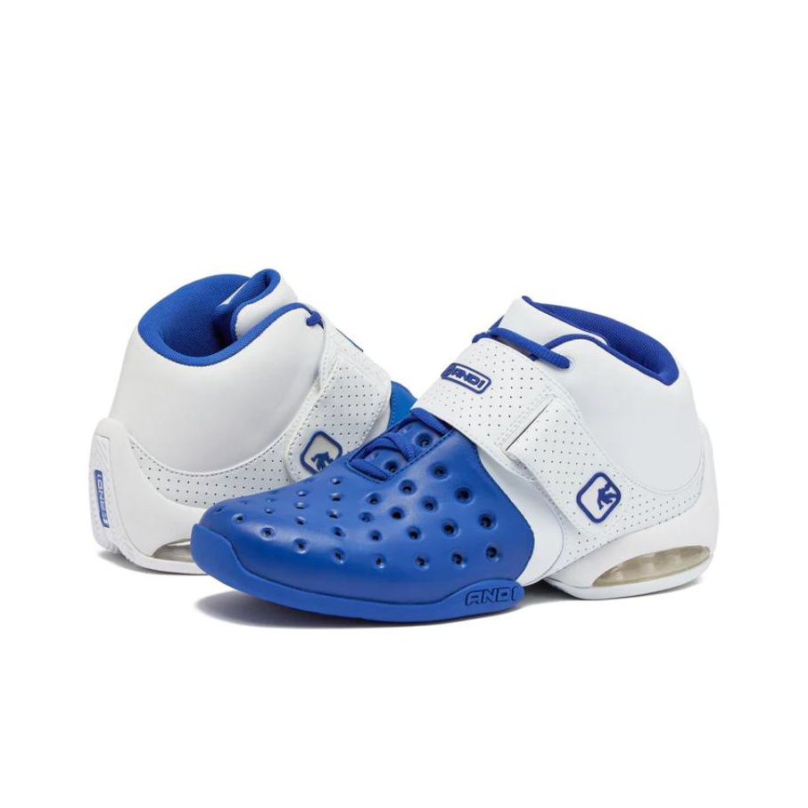 AND1 Basketball Shoes Men Mid Top White Blue