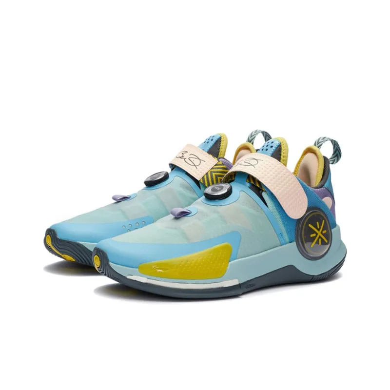 LINING Wade Fission 7 Basketball Shoes Men Low Top Eggshell Blue/Norway Blue/Light Blue Purple-2