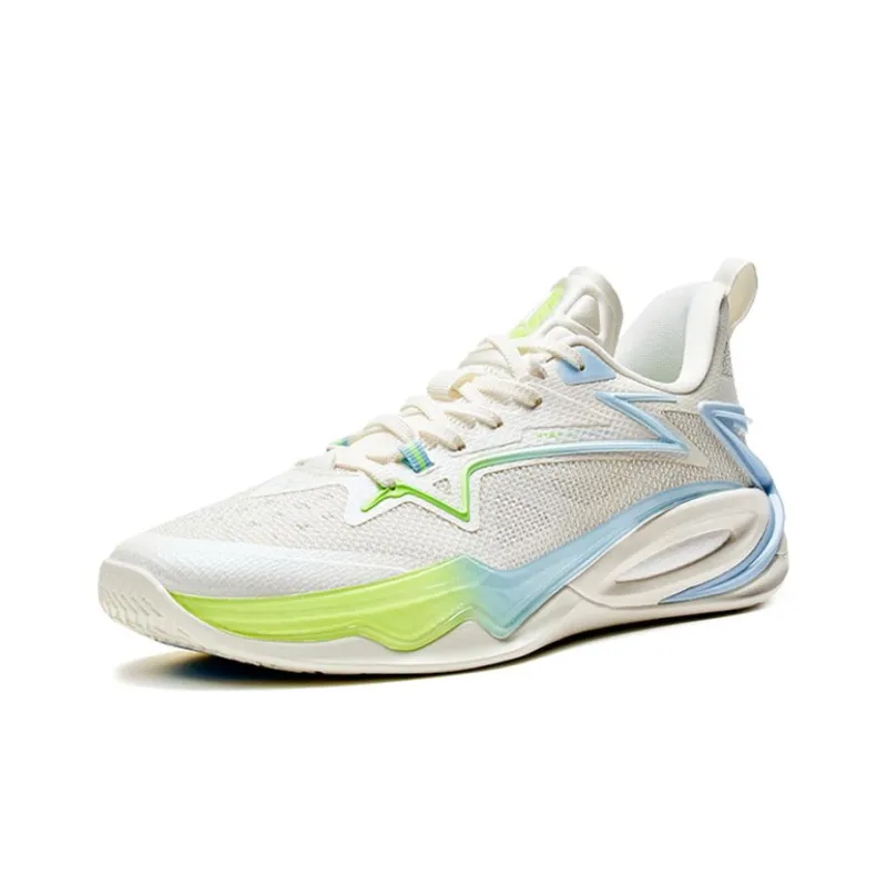 XTEP Light Attack 2 Generations Cushioning Anti Slip And Wear Resistant Low Top Basketball Shoes Men's White Blue Green-1