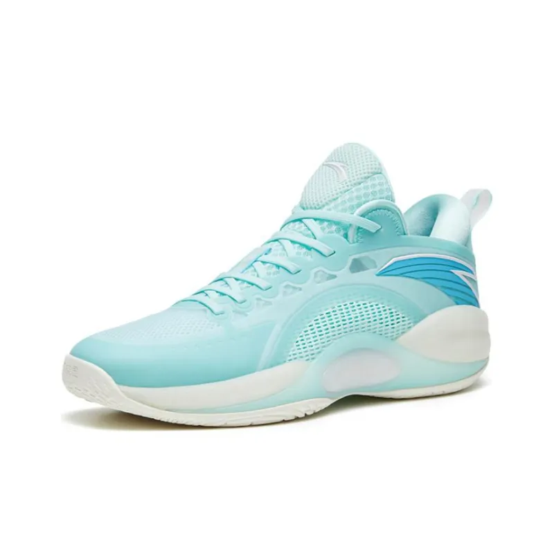 Anta Cement Bubbles 3 Anti Slip Wear Resistant Low Top Basketball Shoes Men's Refreshing Blue-1