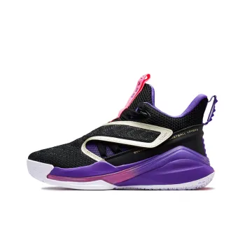 XTEP Durable Breathable Mid Top Basketball Shoes Men's Black Purple