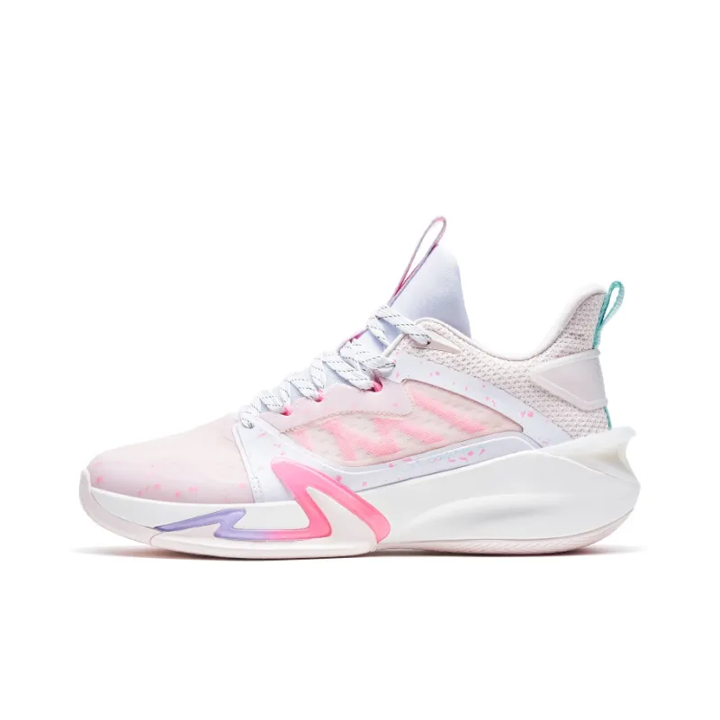 XTEP Light Feather 2 V2 Cushioned Slip-Resistant Low-Top Basketball Shoes Men's Pink White-0
