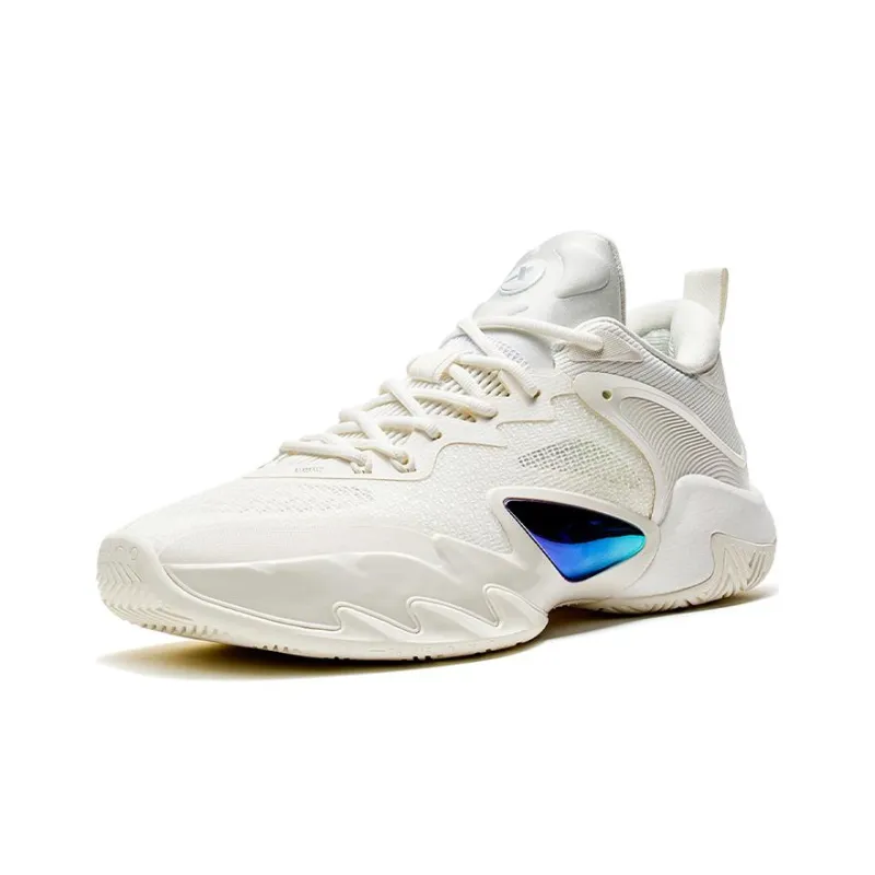 XTEP Against The Sky Generation Cushioning Wear Resistant Rebound Low Top Basketball Shoes Men's White Blue-1