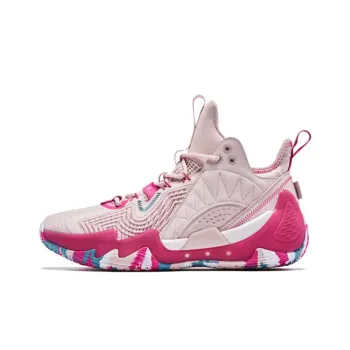 QIAODAN Poison Tooth Pro 1.0 Cushioning Anti Slip And Wear Resistant Mid Top Basketball Shoes Men's Pink White