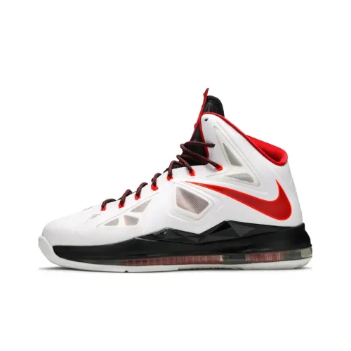 Nike Lebron 10 Basketball Shoes Men High-Top White/University Red/Black/Maroon