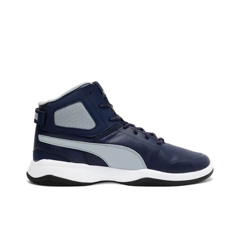 PUMA REBOUND Bbx Mesh Idp Cushioning Anti-Slip And Wear-Resistant High-Top Basketball Shoes Men's Blue Gray White-1