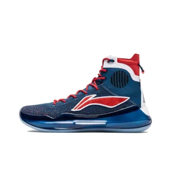 LiNing YuShuai 13 Cushioning Anti Slip And Wear Resistant High Top Basketball Shoes Men Blue Red