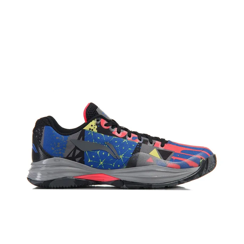 LINING Night Stalker Basketball Shoes Men Low Top Gray/Blue/Red-1