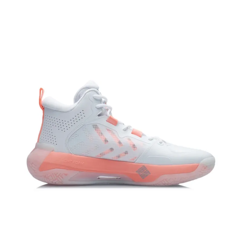 LiNing Liren 2 Cushioning Anti Slip And Wear Resistant Coverage Support Mid Top Basketball Shoes Men's White Orange-1