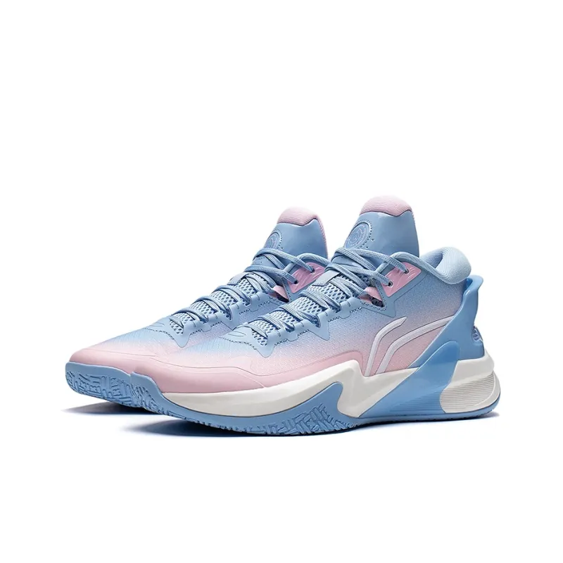 LiNing 1.0 High Abrasion Resistant Breathable High Top PROBAR LOC，LIGHT FOAM Basketball Shoes Men's Blue Pink-2