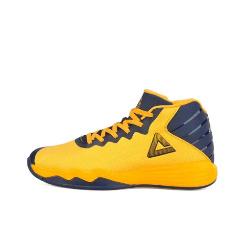 PEAK Basketball Shoes Men Mid-Top Monk Cap Yellow