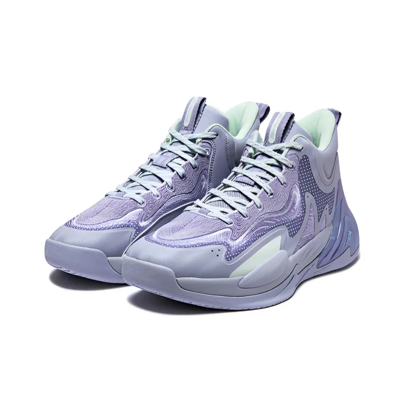 Erke Cushioning, Slip Resistant, Abrasion Resistant, Coverage, Support Mid Top Basketball Shoes Men's Purple-1
