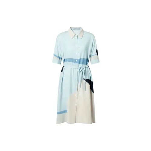 DIALOGUE To White X Kaye Levine Co-branded Series Short-Sleeved Dresses Women's Blue