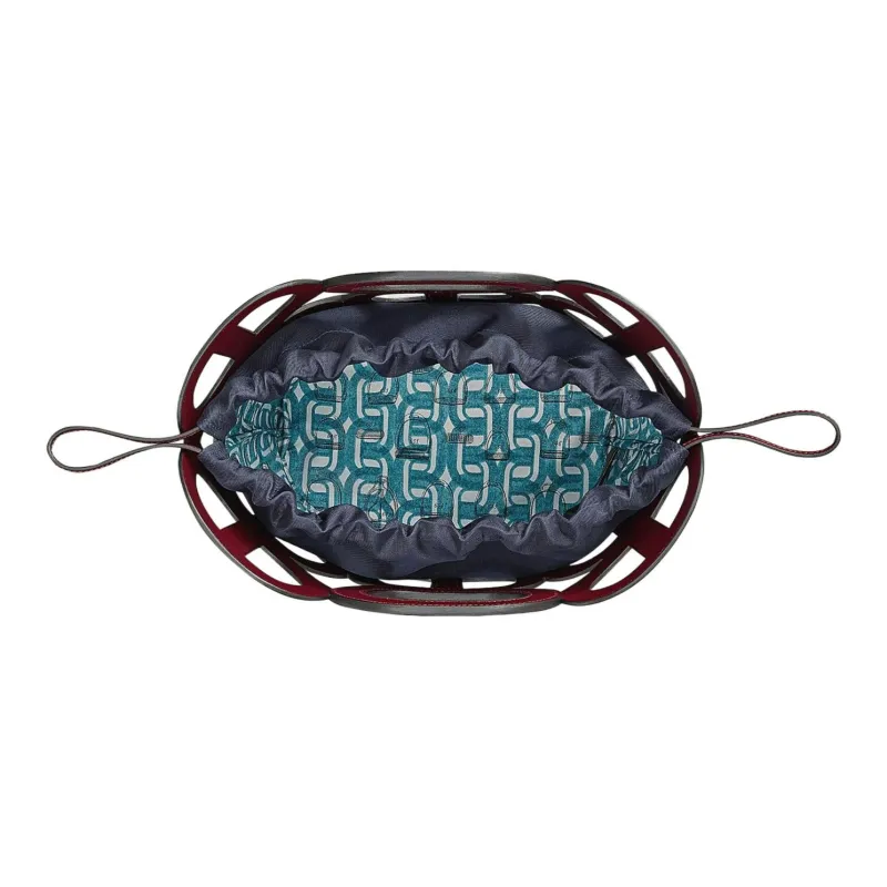 HERMES Calfskin Bucket Bags Handbags Women's Burgundy/Blue-2