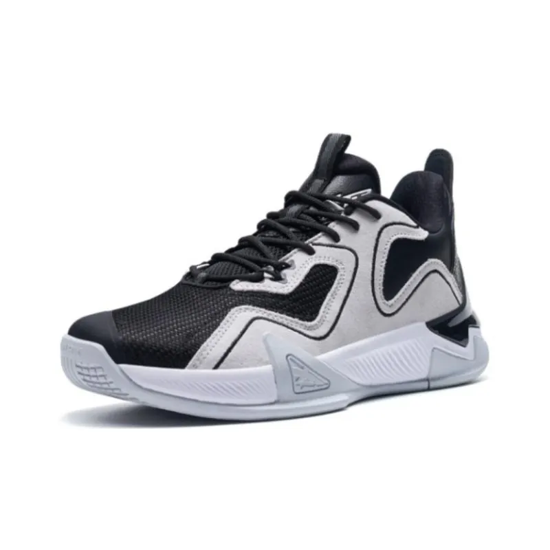 XTEP Flying Shark V3 Cushioned Slip Resistant Abrasion Resistant Low Top Basketball Shoes Black Gray-1