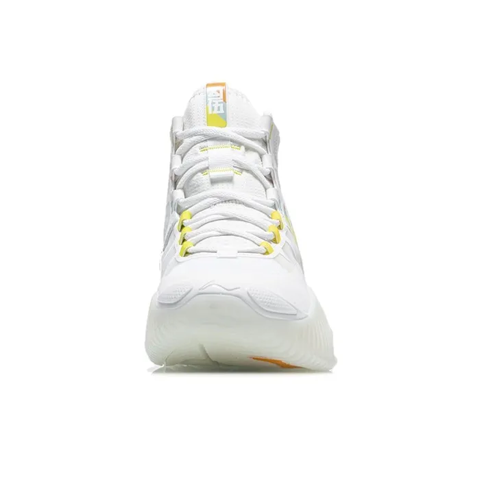 LINING Badfive 2 Basketball Shoes Men High Top Standard White/Dark Yellow/Light Blue-4