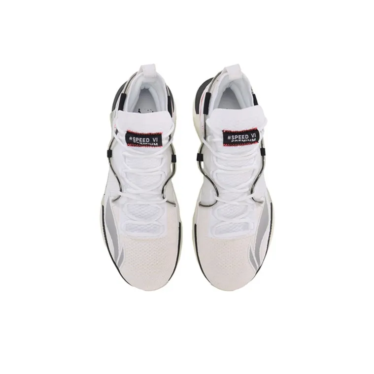 LiNing Speed 6 Anti Slip Wear Resistant Mid Top Basketball Shoes Men's Black White-3