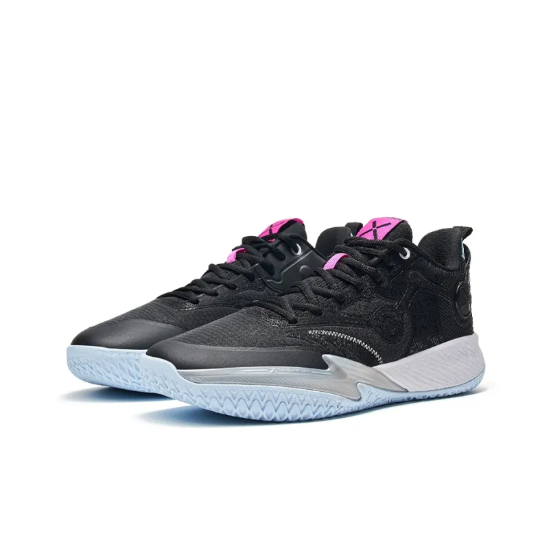 XTEP Lin Storm 2 Slip Resistant Breathable Low Top Basketball Shoes Men's Black Blue-2