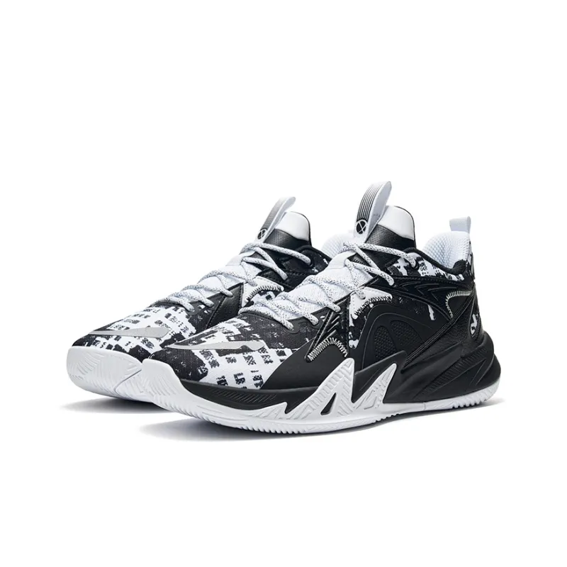 XTEP Counterattack 1st Generation V2 Anti Slip Wear Resistant Mid Top Basketball Shoes Men's Black White-2