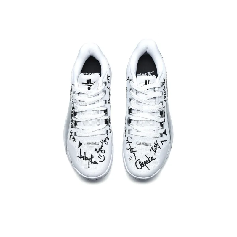XTEP Lin Generation Cushioning Wear Resistant Low Top Performance Basketball Shoes Men's White Black-2