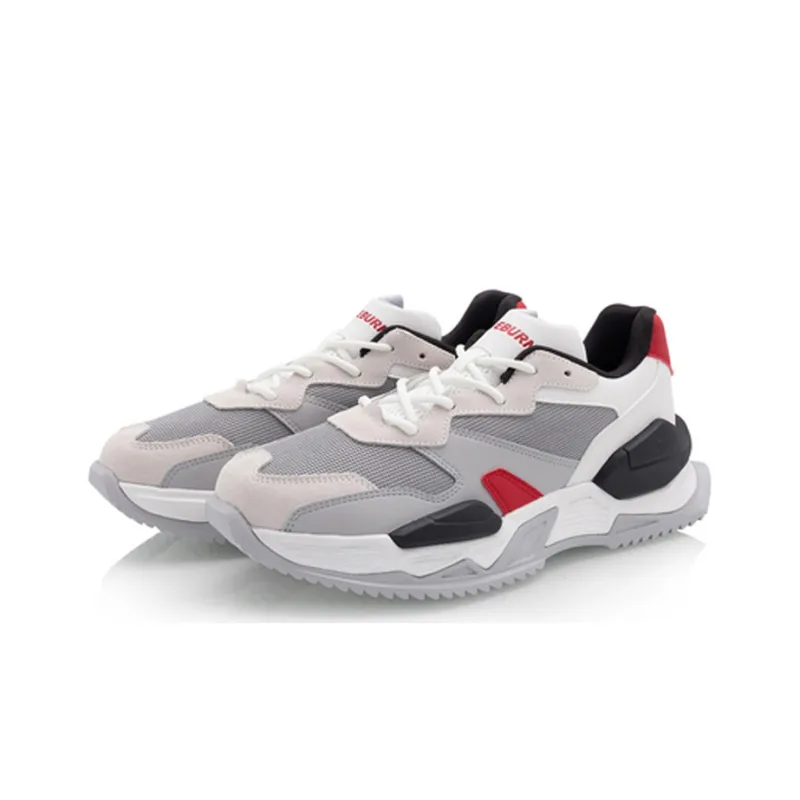LiNing Reburn Classic Cushioning Rebound Low Top Basketball Shoes Men's White Gray-2