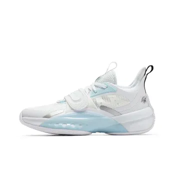 361° Zen 4 Ice Blade Cushioning Anti Slip Wear Resistant Breathability Low Top Basketball Shoes White Glacier Blue