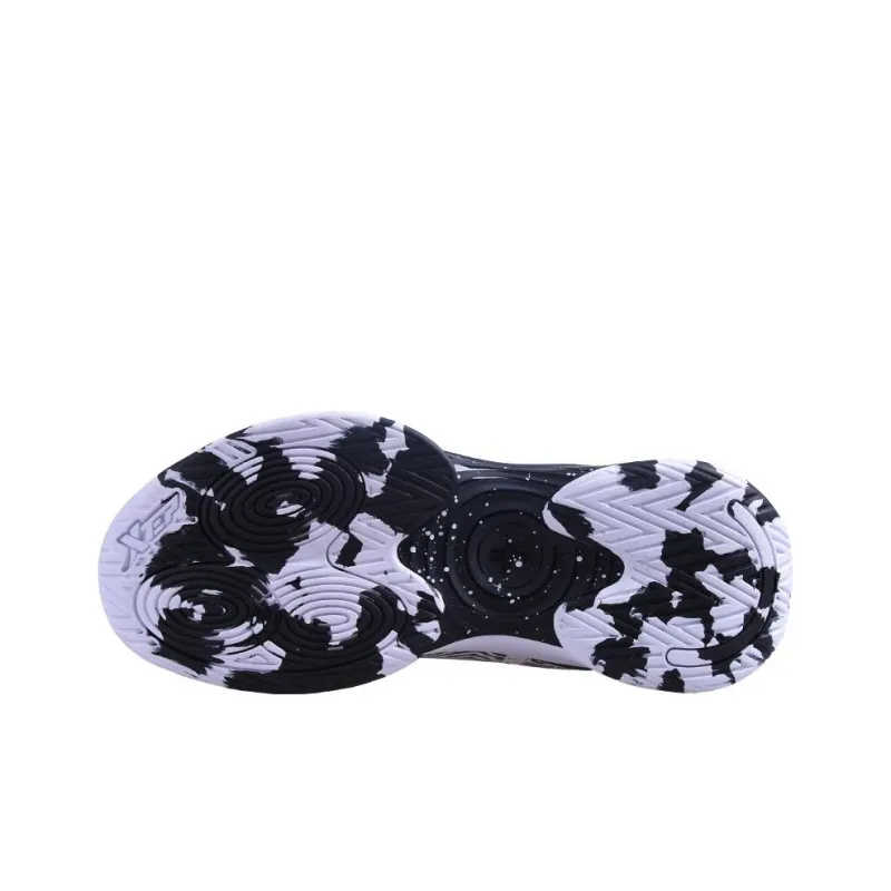 XTEP Lin Storm Collection Cushioning Slip Resistant Low Top Basketball Shoes Black White-4