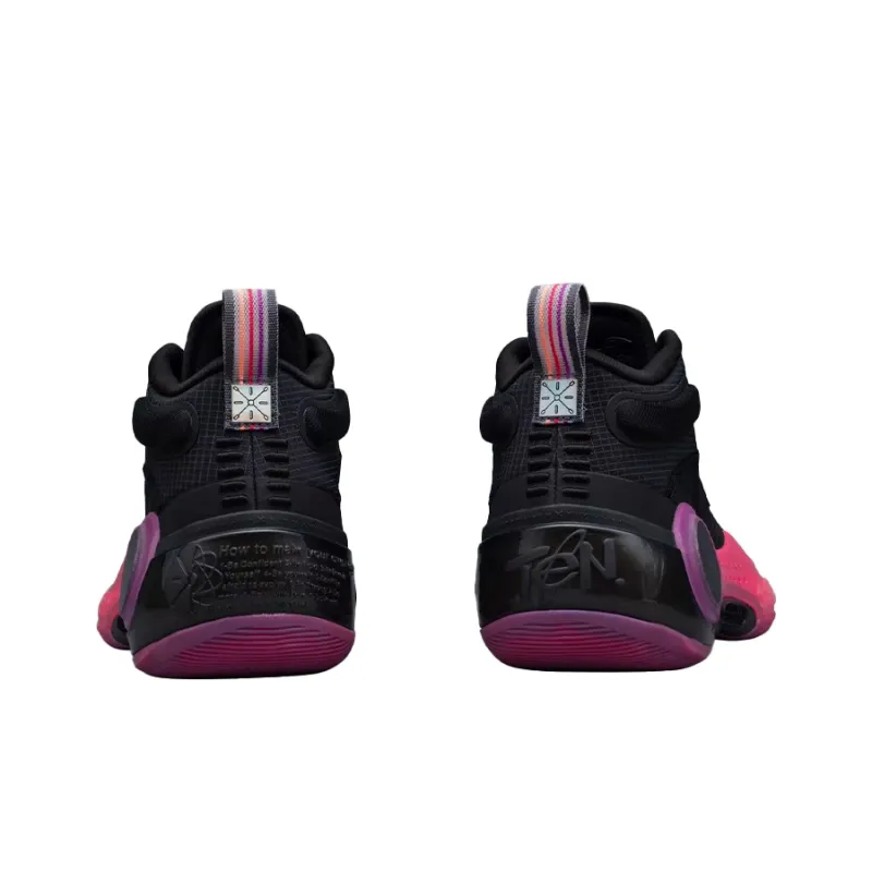 LiNing WOW 10 Sunrise Cushioning, Wear Resistant Mid Top Basketball Shoes Men's Black-4