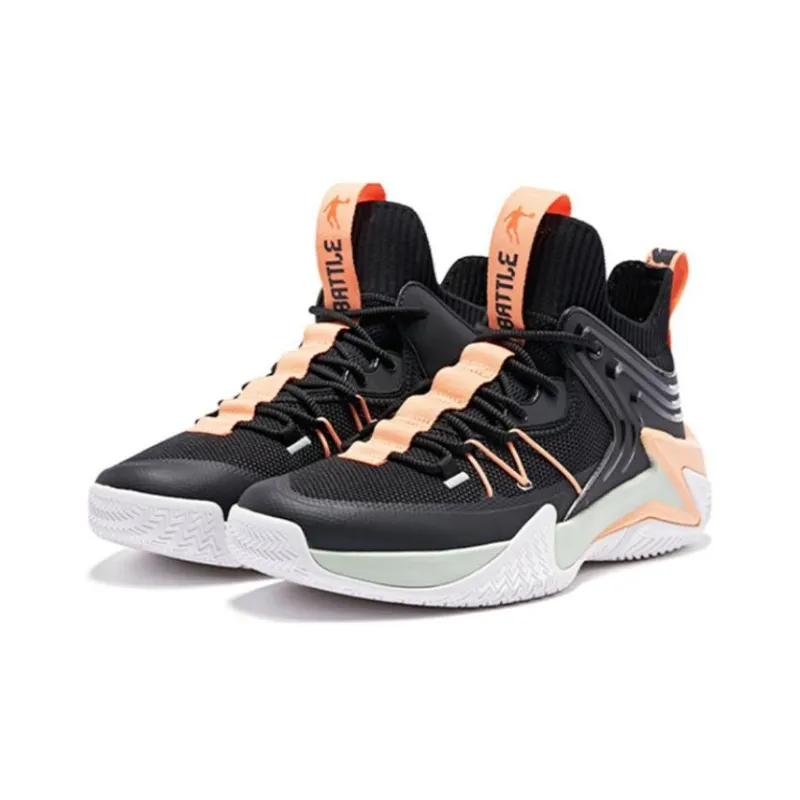 QIAODAN Broken Shadow 1.0 Basketball Shoes Men Mid Top Black Orange-2