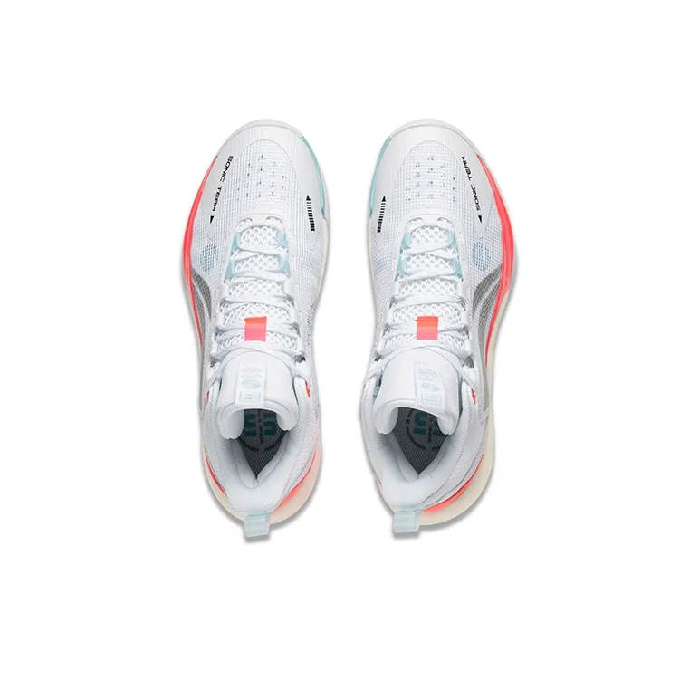 LiNing SONIC Team Anti Slip And Wear Resistant Support Rebound Mid Top Basketball Shoes Men's Standard White-2