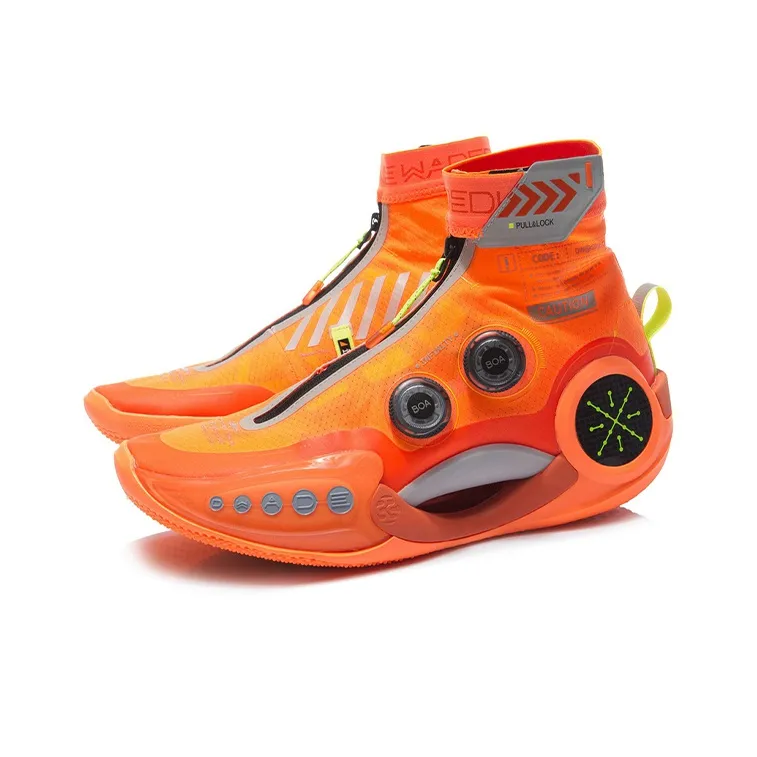 LiNing WOW 9 Infinity Infinity Breathable And Wear resistant High Top Performance Basketball Shoes Men's Orange-2