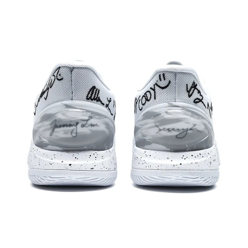 XTEP Lin Generation Cushioning Wear Resistant Low Top Performance Basketball Shoes Men's White Black-3