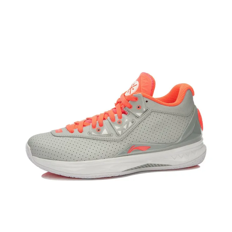 LINING WOW 4 Basketball Shoes Unisex Mid Top Gray/Orange-1