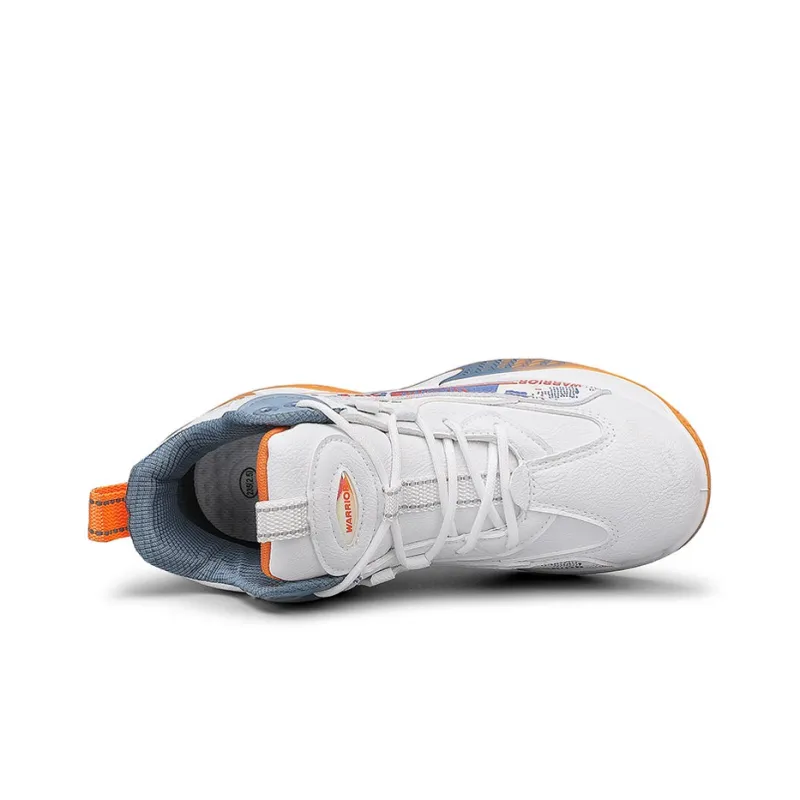 Warrior Cushioning Lightweight Height Increasing High Top Basketball Shoes Unisex White Blue Orange-5