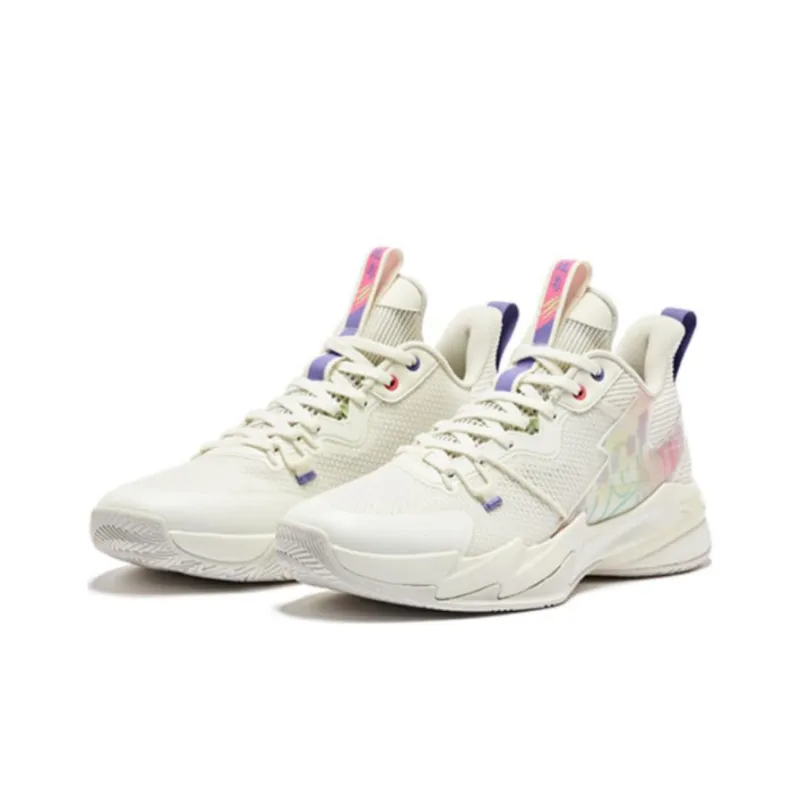 QIAODAN Broken Shadow 4.0 Basketball Shoes Men Low Top Ivory White-1