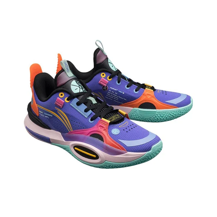 LINING All City 10 V1 Basketball Shoes Men Low Top Fluorescent Blue Purple-2