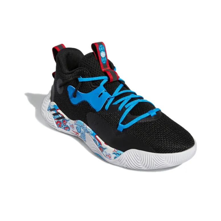 Adidas Harden Stepback 3 Anti-Slip And Wear-Resistant Cushioning Coverage Mid-Top Basketball Shoes Men's Black Blue-2