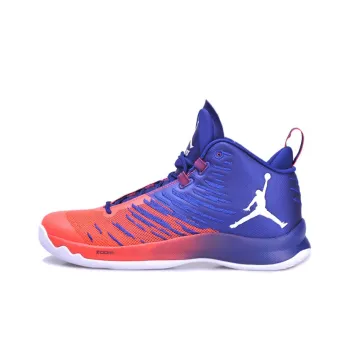 Jordan Super.Fly 5 Cushioned Slip Resistant Abrasion Resistant High Top Basketball Shoes Men's Red Blue