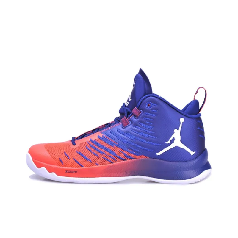 Jordan Super.Fly 5 Cushioned Slip-Resistant Abrasion-Resistant High-Top Basketball Shoes Men's Red Blue-0