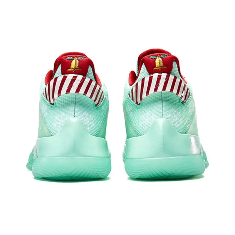 XTEP Levitation 4 Jlin Combat Boots Low Top Basketball Shoes Men's Green Red-3