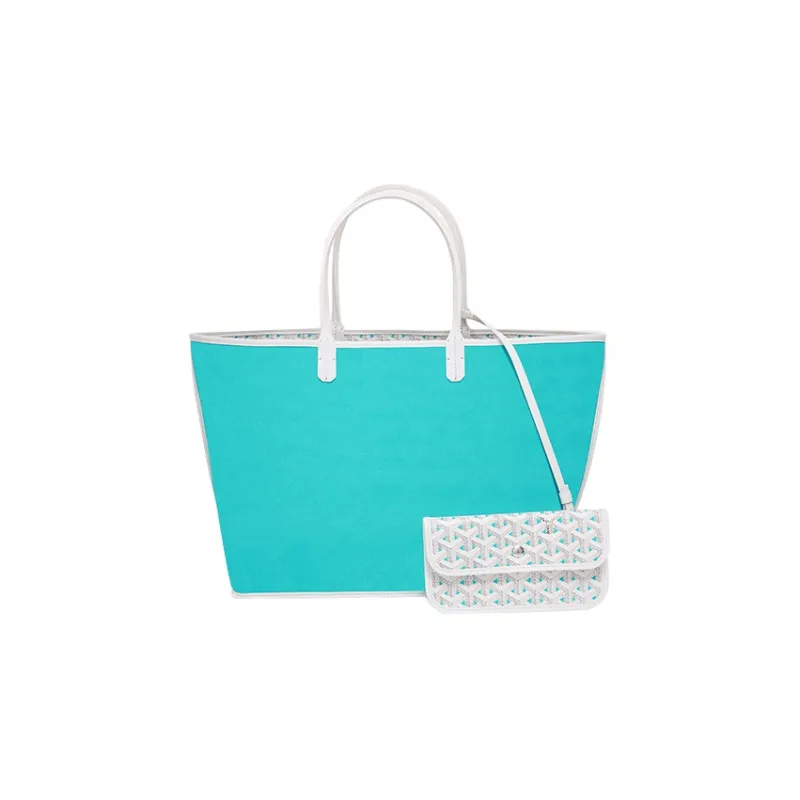 GOYARD Saint Louis PM Canvas With Leather Handbag Shoulder Bag Unisex White/Pale Greenish-White Jade Color-2