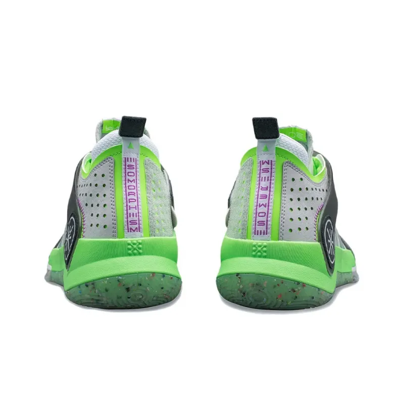 LINING Wade Fission 7 Basketball Shoes Men Mid Top Microcrystalline Gray/Fluorescent Green/Ebony Black-4