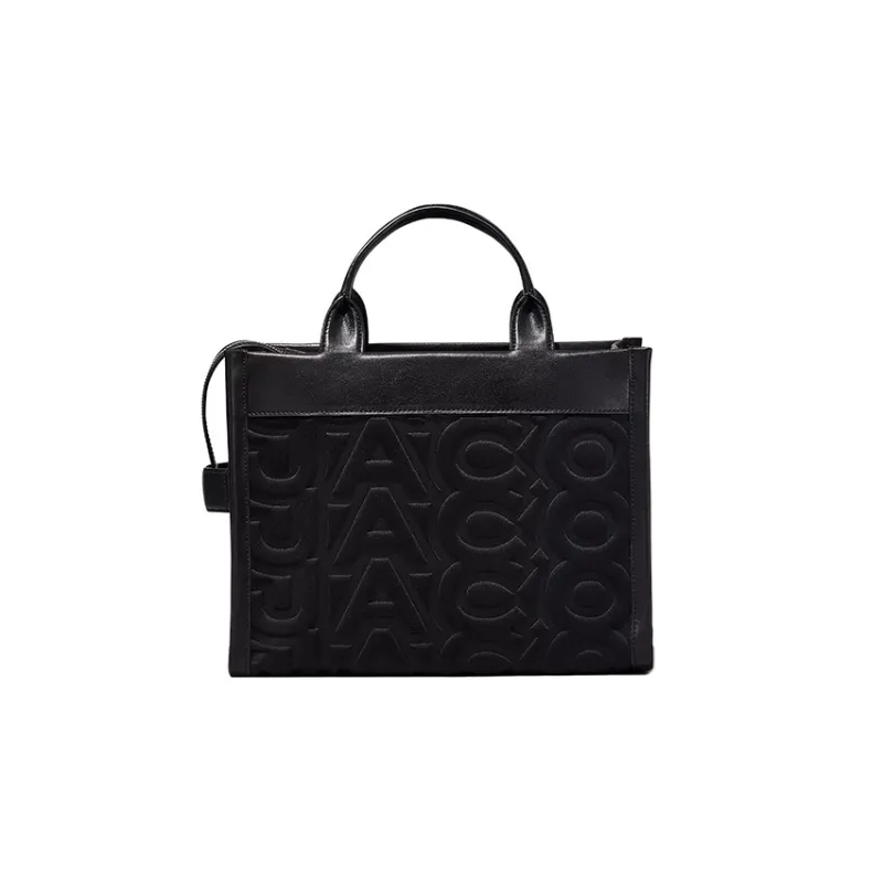 MARC JACOBS Leather Trim Tote Bag, Shopping Bag, Shoulder Bag, Crossbody Bag, Handbag Medium Size Unisex Black-2