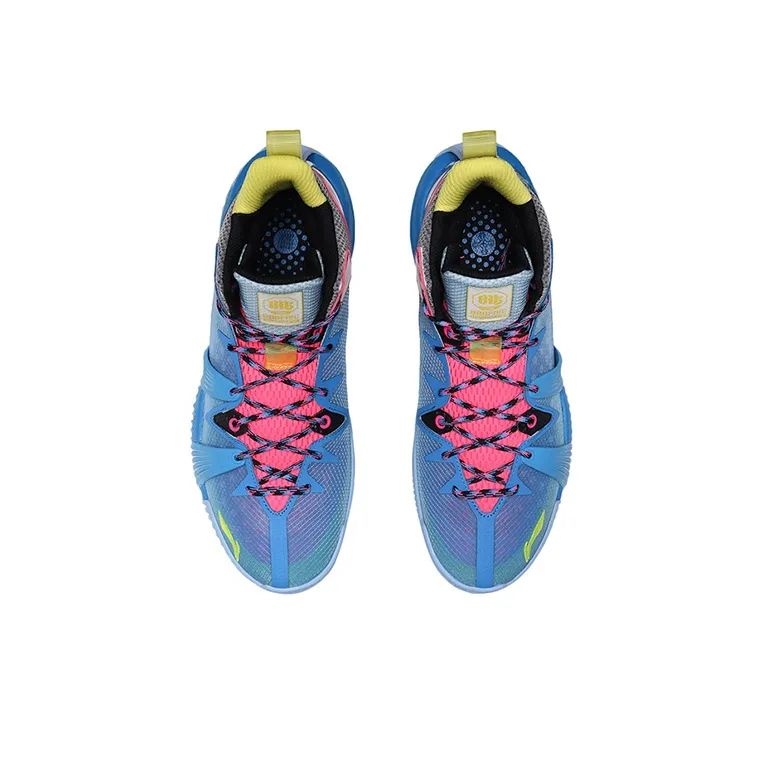 LINING Badfive 1 Basketball Shoes Men Mid Top Xinjiang Blue-3
