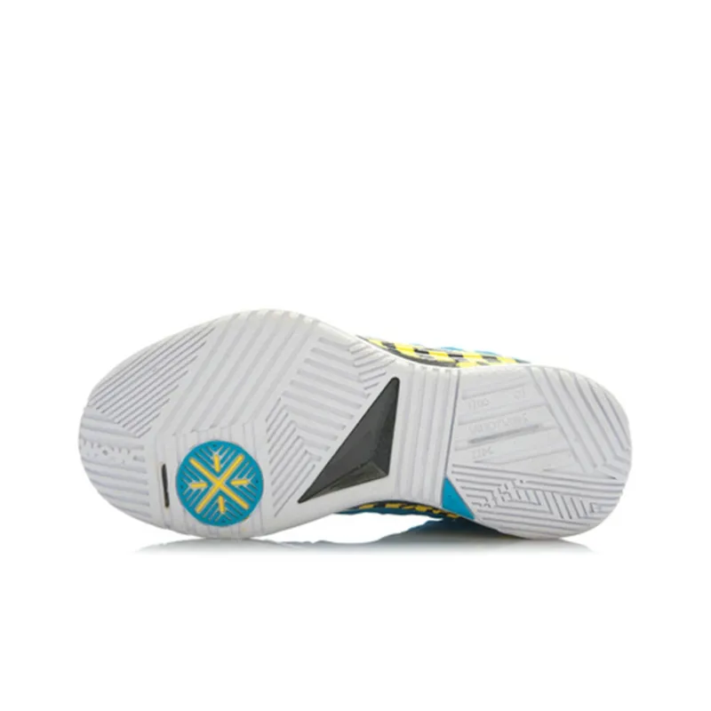 LiNing WOW 2 Cushioning Breathable Wear Resistant Mid Top Basketball Shoes Men's Black Yellow Blue-4