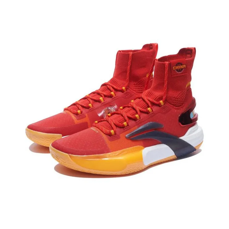 LiNing Speed 9 Ultra Cushioning Anti-Slip And Wear-Resistant High-Top Basketball Shoes Bright Neon Red-2