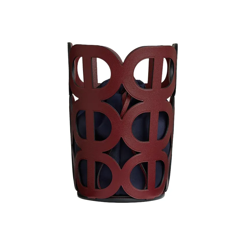 HERMES Calfskin Bucket Bags Handbags Women's Burgundy/Blue-1