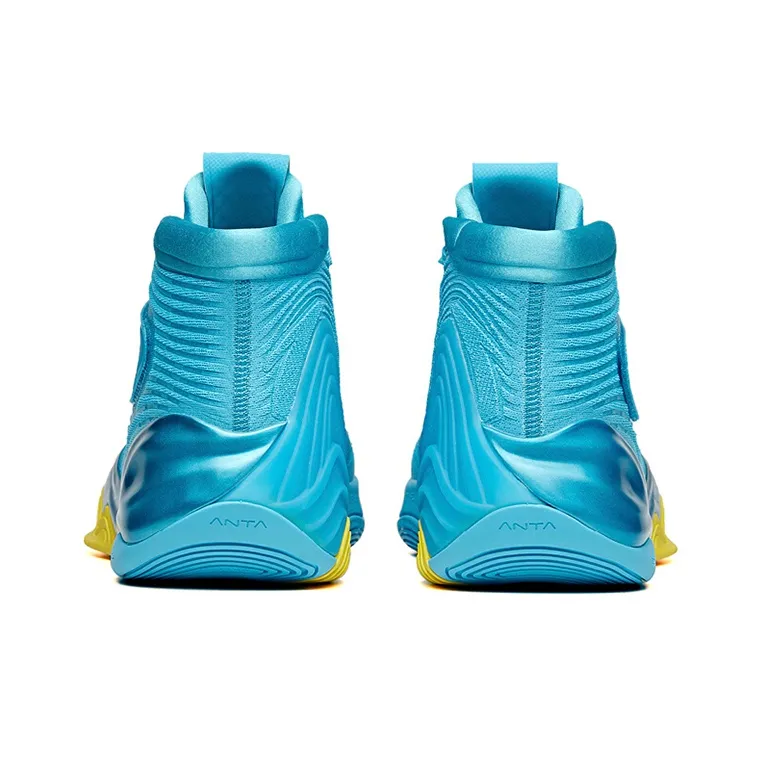 Anta KT6 Cushioning Anti Slip And Wear Resistant Coverage Support High Top Basketball Shoes Men's Blue Yellow-3