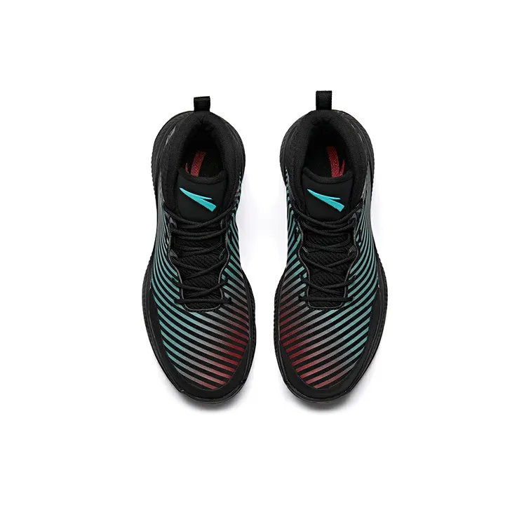 ANTA Basketball Shoes Men High Top Black/Fluorescent Aqua/Raspberry Red-3