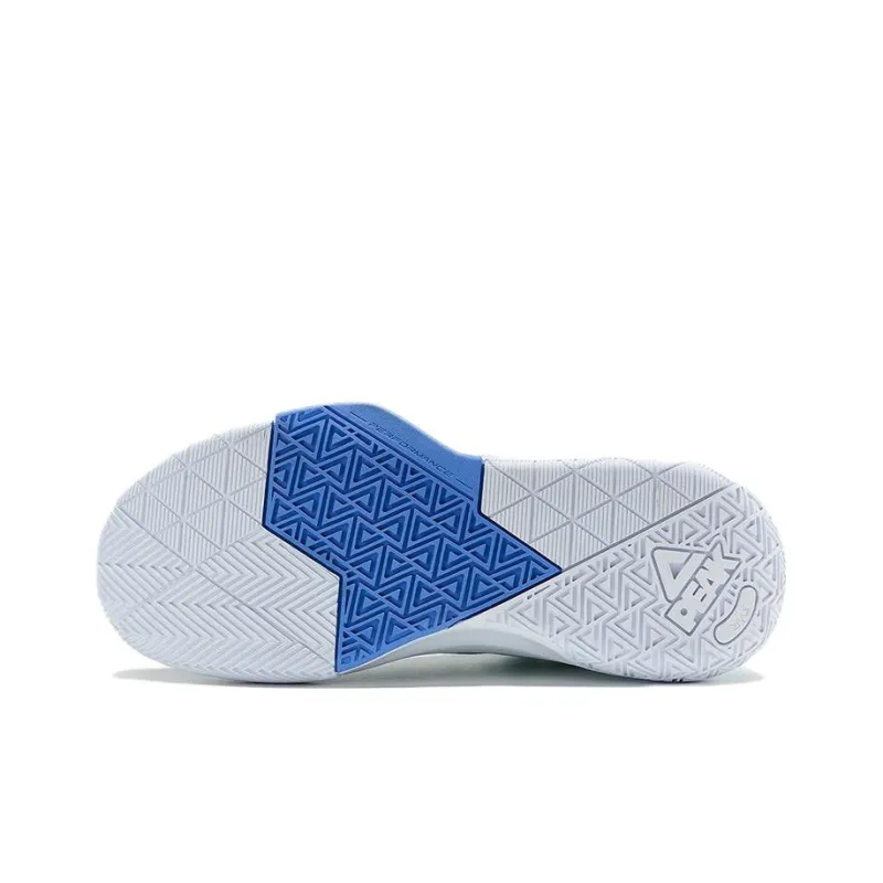 PEAK Non slip Wear resistant Shock Absorption Mid Top Basketball Shoes Men's Blue Green-4
